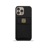 Luxury iPhone Case With Card Holder Black-QBK240603