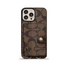 Classic iPhone Case With Wallet And Strap Brown -SZK240402