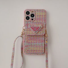 Luxury Weave Card Bag Crossbody iPhone Case