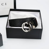 Reversible Leather Belt with Silver Buckle
