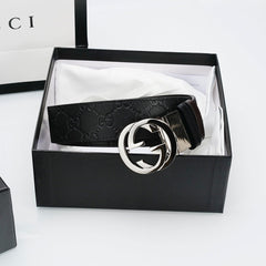 Reversible Leather Belt with Silver Buckle