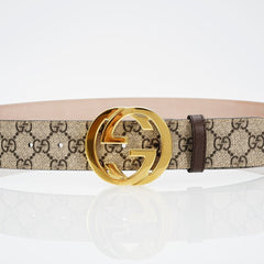Reversible Leather Belt with Gold Buckle