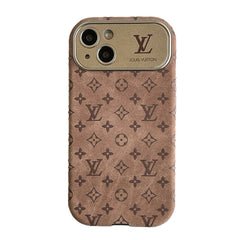 Luxury Brown & Black Classic Leather iPhone Case