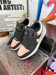 Black and pink color-block low-top casual sneakers