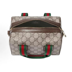 Vintage Print Mini Leather Boston Top Handle Bag