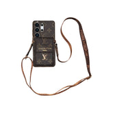 Luxury Advanced Leather Samsung Phone Case with Wallet and Strap.