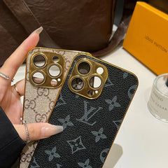 Luxury Classic Monogram iPhone Case With Electroplated Gold Edges
