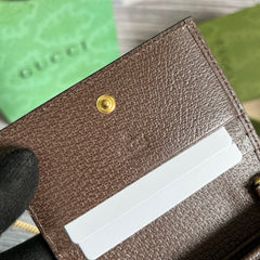 Ophidia Premium Card Case Wallet Supreme Canvas Beige For Women 4.3in/11cm 523155 96IWG 8745