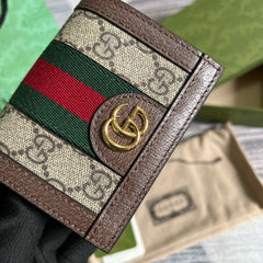 Ophidia Premium Card Case Wallet Supreme Canvas Beige For Women 4.3in/11cm 523155 96IWG 8745