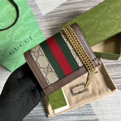 Ophidia Premium Card Case Wallet Supreme Canvas Beige For Women 4.3in/11cm 523155 96IWG 8745