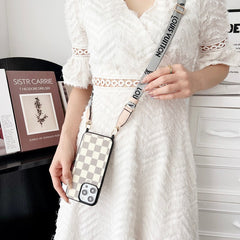 Luxury Black & White Crossbody iPhone Case