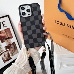 Luxury Black & White Crossbody iPhone Case