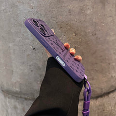 Luxury Embossed Pattern IPhone Case With Detachable Wrist Strap