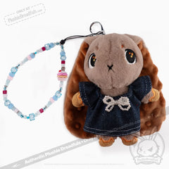 Mini Plush Outfit - Denim Pearl Bow Dress