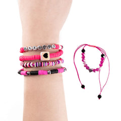 Pink Anxiety Rabbit Stacking Friendship Bracelet