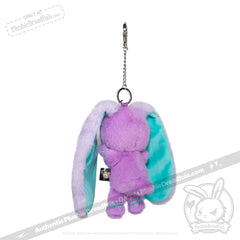 Purple Teal Anxiety Rabbit Plush Keychain Accessory