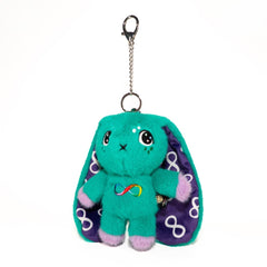 Teal Autism Rabbit Plush Keychain Accessory