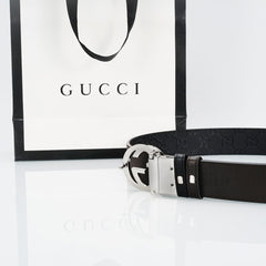 Reversible Leather Belt with Silver Buckle