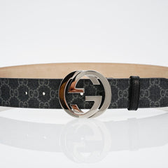 GG Reversible Leather Belt with Silver Buckle