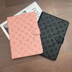 3D Embossed Canvas Monogram Holster Apple iPad Flip Cover With Stand Function