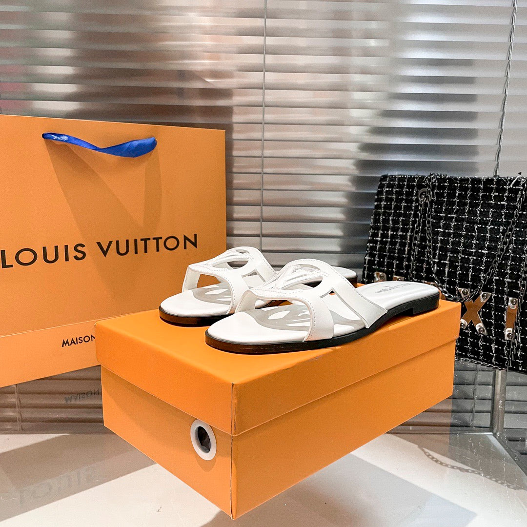 Premium hollow logo single-strap flat slides