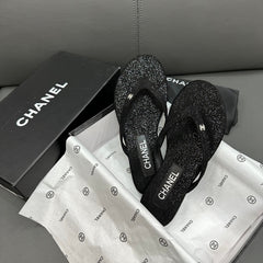 Fashion glitter rhinestone thong flat slides