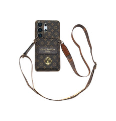 Luxury Advanced Leather Samsung Phone Case with Wallet and Strap.
