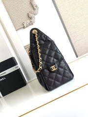 Small Handbag Grained Calfskin & Gold-Tone Metal Bag