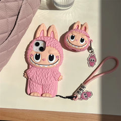 Cute Cartoon Labubu Zimomo Silicon Case | Brown Pink - iPhone Case