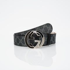 GG Reversible Leather Belt with Silver Buckle