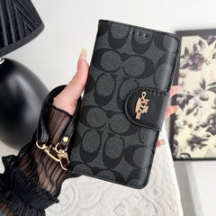 Classic iPhone Case Leather Flip Case with Card Holder Black