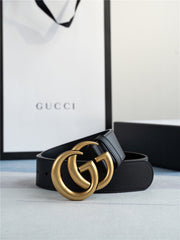 New Gold-Buckle Leather Belts for Men and Women