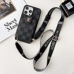 Luxury Black & White Crossbody Card Bag iPhone Case