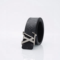 Luxury Black Monogram Belt with Silver Buckle