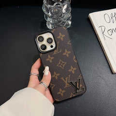 Luxury Black Logo Leather iPhone Case