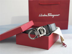 Classic Silver-Buckle Leather Belt