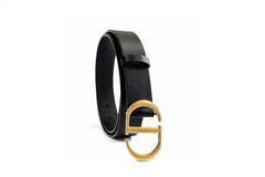CD Black Calfskin Belt with Gold Buckle