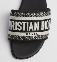 Black & White Embroidered Logo Slide Sandals