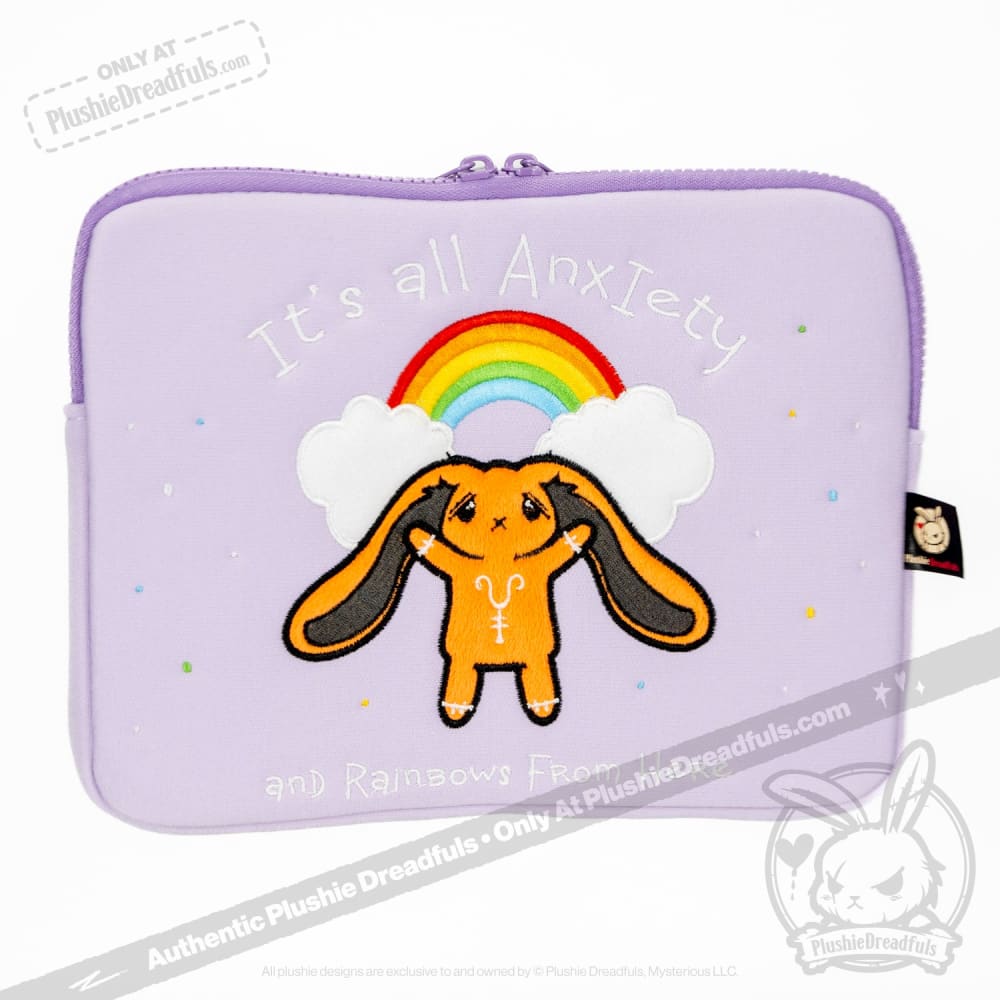 Anxiety Rabbit Plush Zip Tablet Sleeve