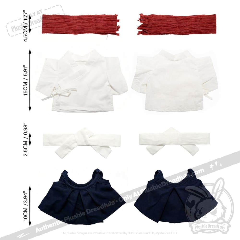 Classic Black & White Hakama Plush Outfit