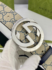 Classic Men's Belt Gold Buckle & Silver Buckle