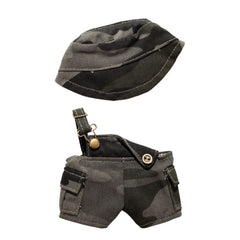 Mini Plush Outfit - Camo off the Shoulder Overalls