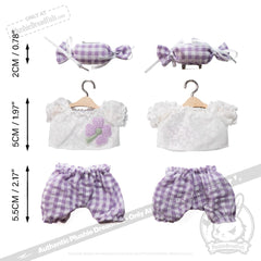 Mini Plush Outfit - Lilac Gingham Pants Ensemble
