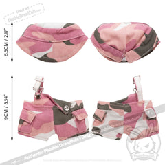 Mini Plush Outfit - Pink Camo off the Shoulder Overalls