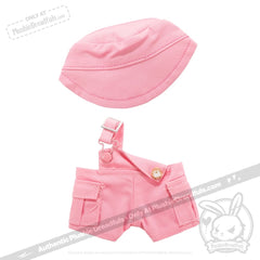 Mini Plush Outfit - Pink off the Shoulder Overalls