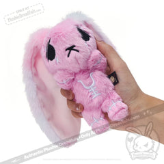 Pink Anxiety Rabbit Plush Keychain Accessory