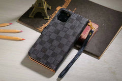 Luxury Monogram Wallet Case for Samsung – Black Checkerboard